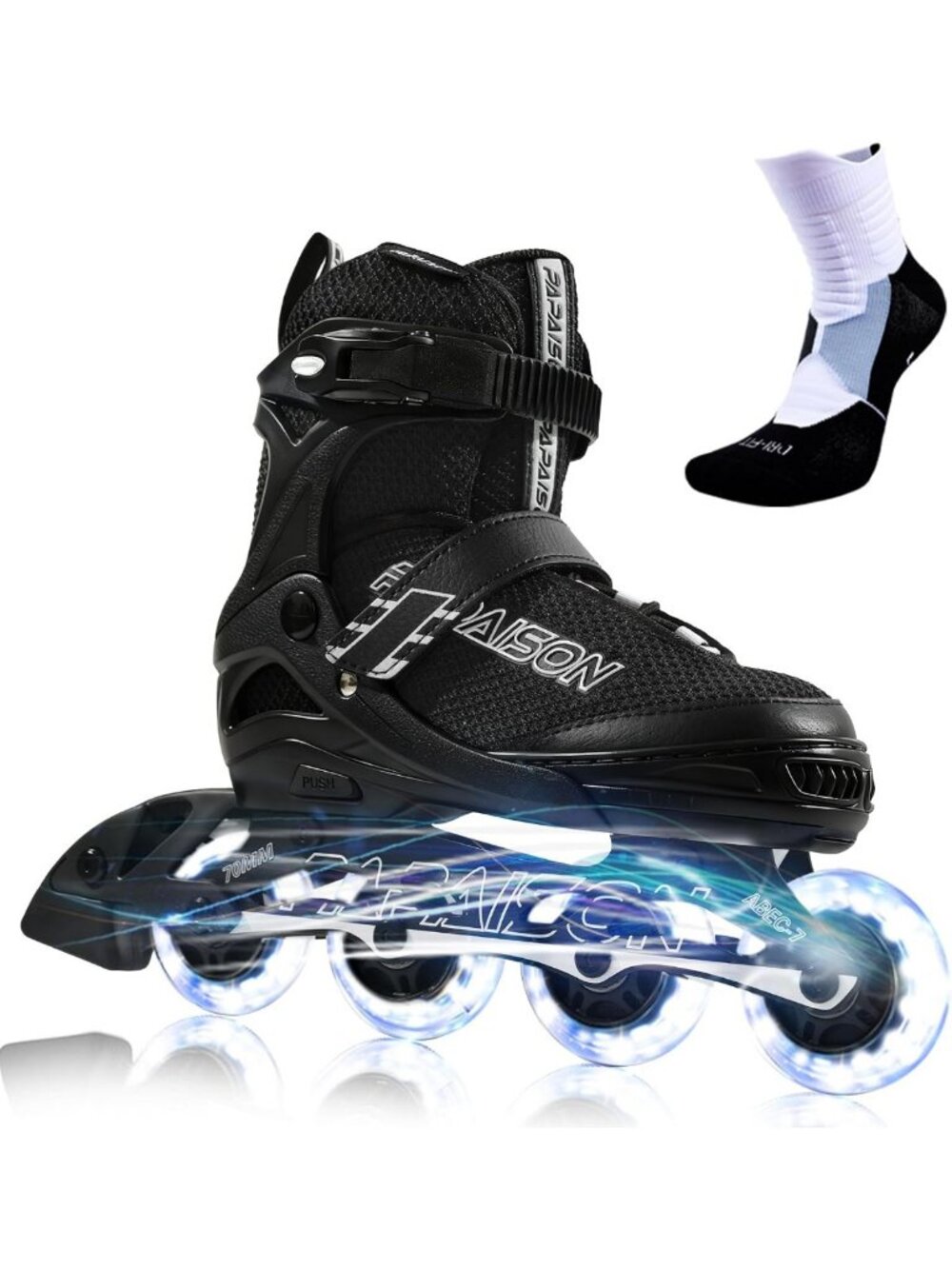 Adjustable Light-Up Inline Skates for Kids & Adults - Outdoor Roller Skating Fun
